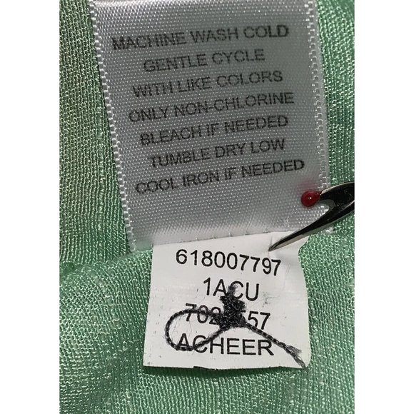 Live And Let Live Sz MEDIUM Tie Hem Tunic Top Rayon Aqua Green Lace Detail EUC - Picture 10 of 10